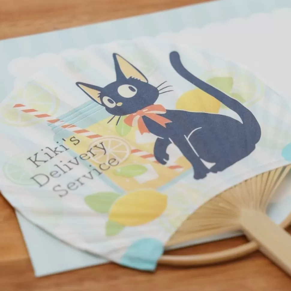 Maison Ghibli Bamboo Fan & Letter Set Jiji With Lemon - Kiki'S Delivery Service- Accessories