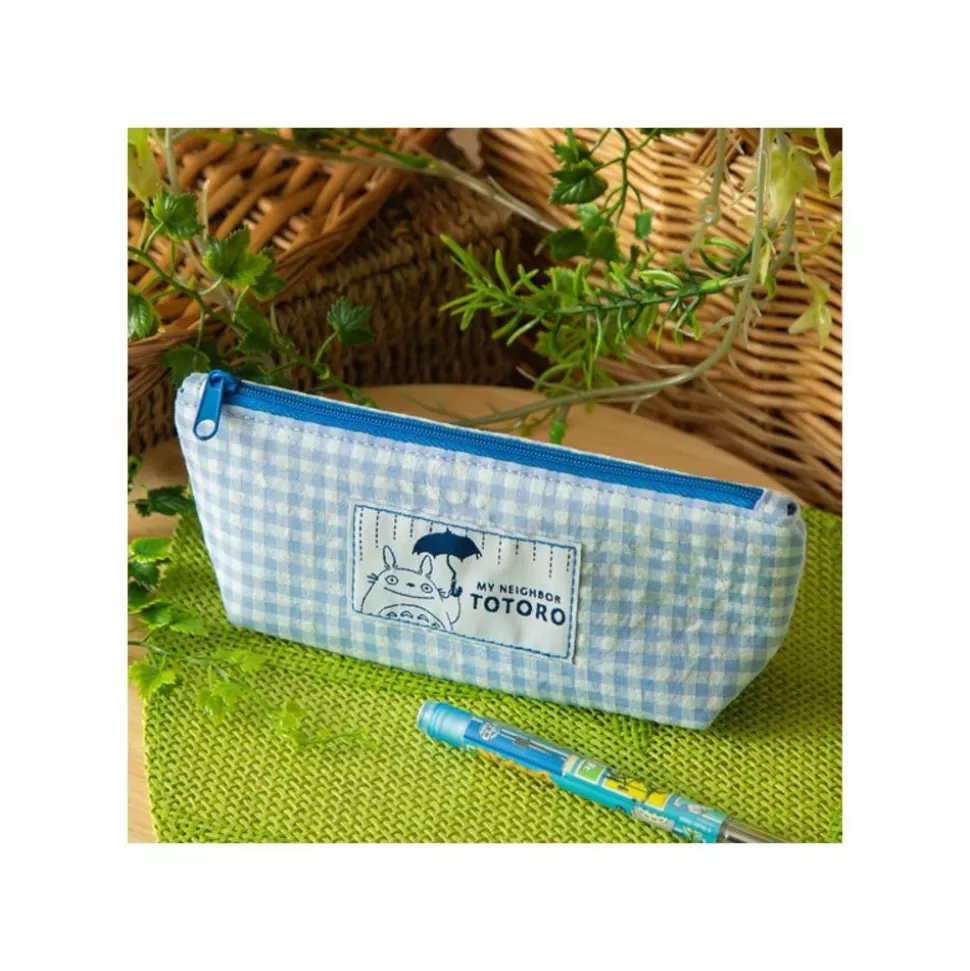 Maison Ghibli Blue Checkered Pencil Case - My Neighbor Totoro- Storage