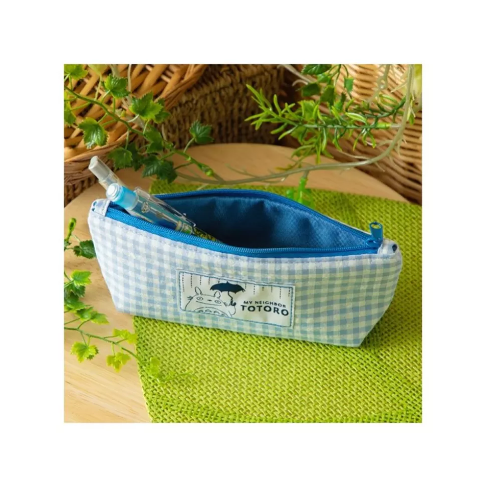 Maison Ghibli Blue Checkered Pencil Case - My Neighbor Totoro- Storage