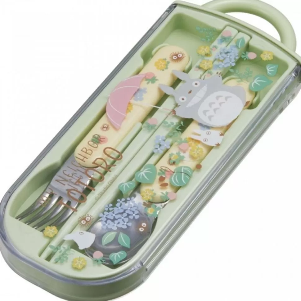 Maison Ghibli Chopsticks Spoon Fork Box Set Totoro Holding Umbrella - My Neighbor T- Kitchenware