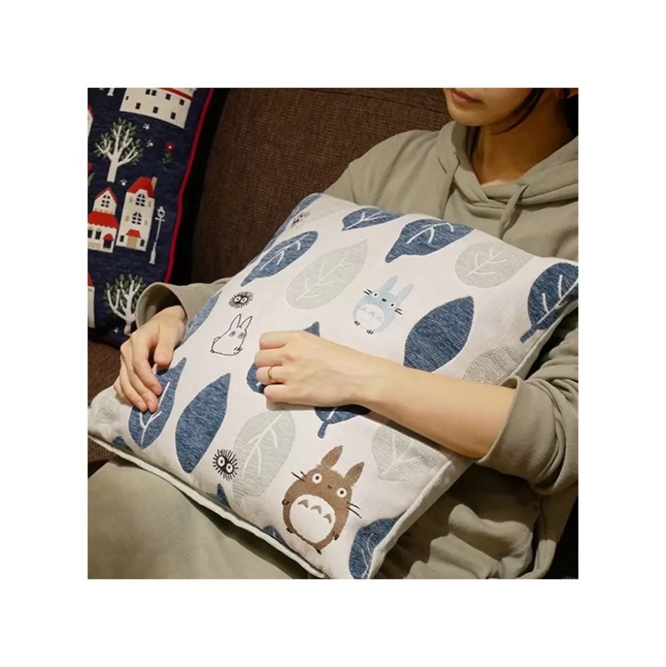Maison Ghibli Cushion Big Totoro Blue & Green Leaves 45X45 Cm - My Neighbour Totoro- Furniture