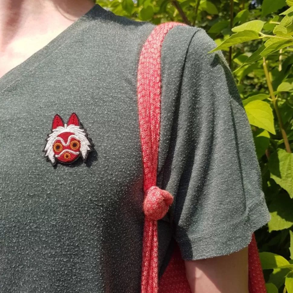 Maison Ghibli Embroidered Jewel Brooch San'S Mask - Princess Mononoke- Pins