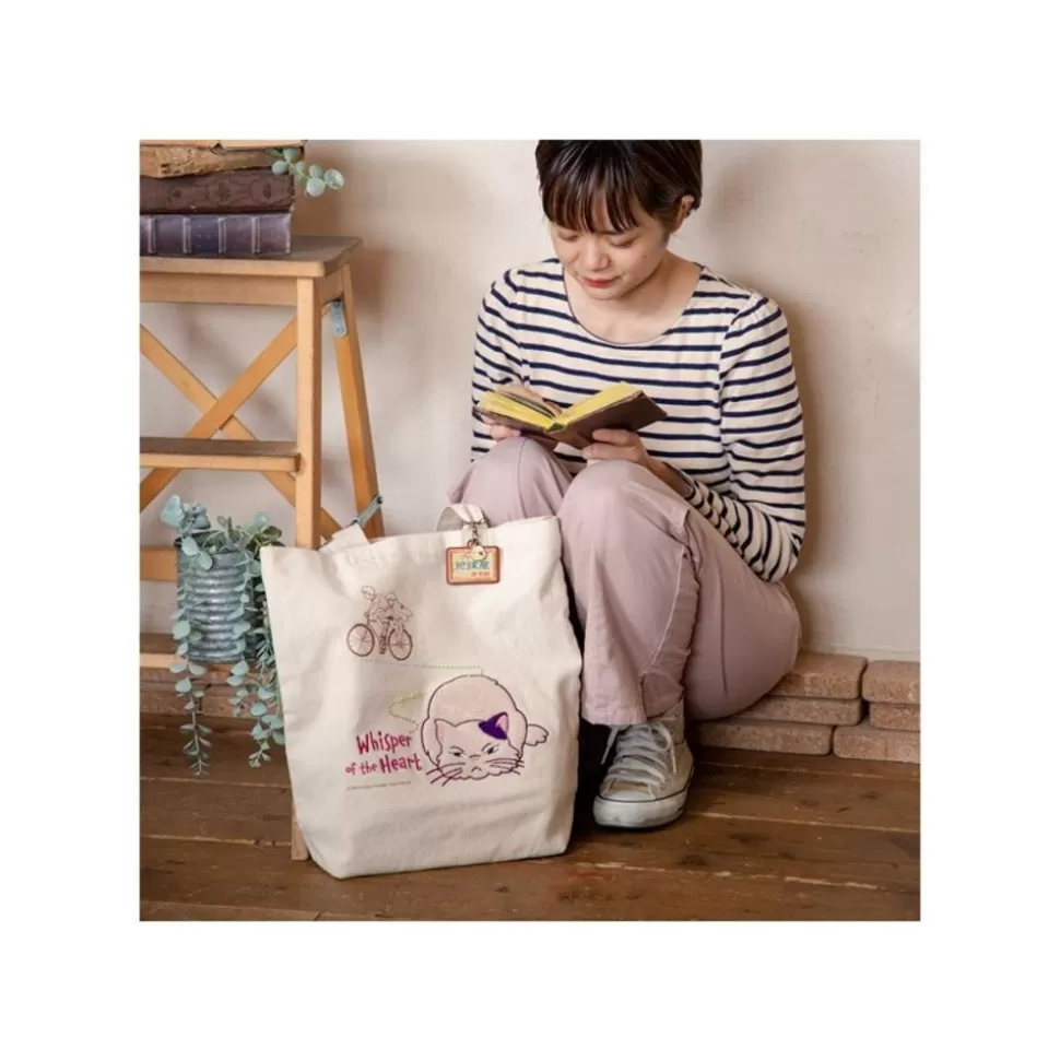 Maison Ghibli Embroidery Canvas Tote Bag The Path Of Twos - Whisper Of The Heart- Bags