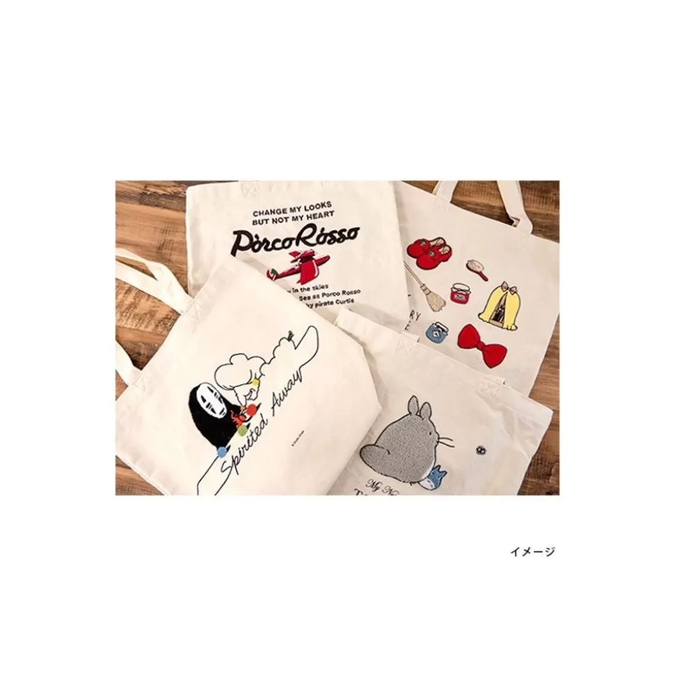 Maison Ghibli Embroidery Canvas Tote Bag Walking Away - My Neighbor Totoro- Bags