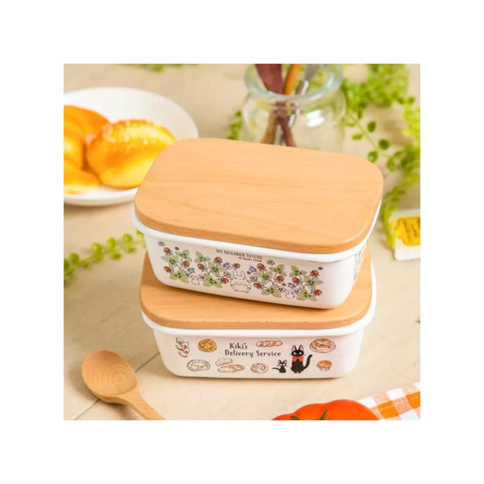 Maison Ghibli Enamel Butter Dish With Wooden Lid Soot Sprites 500Ml - My Neighbor T- Kitchenware