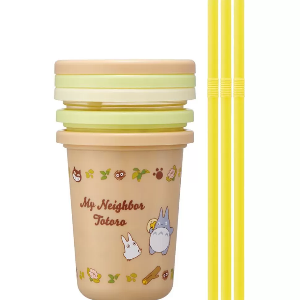 Maison Ghibli 3 Glasses With Straw Set - My Neighbor Totoro- Kitchenware