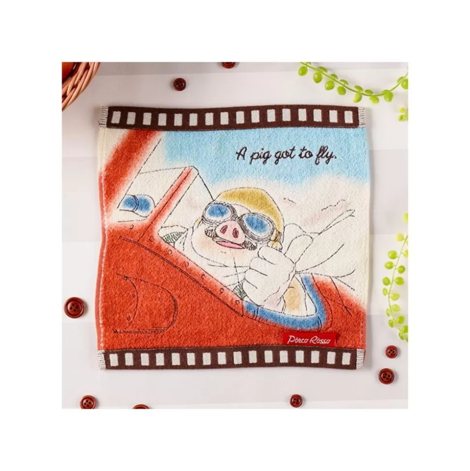 Maison Ghibli Mini Towel Celluloid Marco'S Seaplane - Porco Rosso- Household Linen