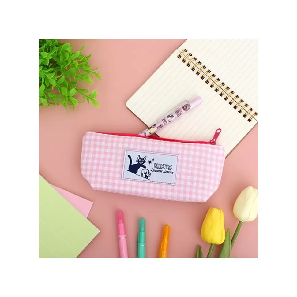 Maison Ghibli Pink Checkered Pencil Case - Kiki'S Delivery Service- Storage