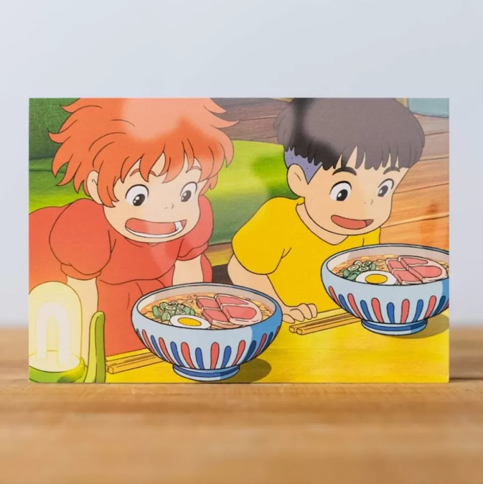 Maison Ghibli Postcard Ponyo & Sosuke Ramen - Ponyo On The Cliff- Postcards And Letter Papers