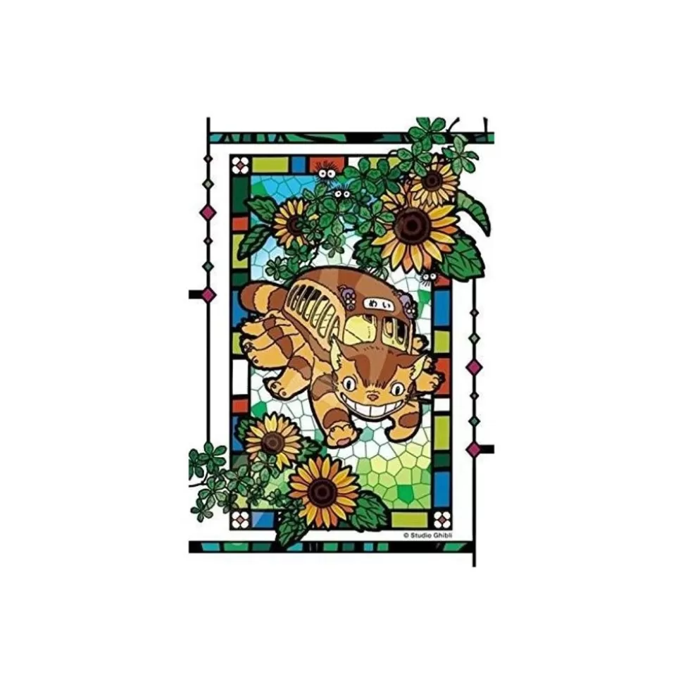 Maison Ghibli Stained Glass Puzzle 126P Catbus And Sunflowers - My Neighbor Totoro- Jigsaw Puzzle