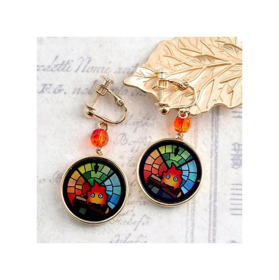 Maison Ghibli Stained Glass Series - Earrings Calcifer- Howl'S Moving Castle- Jewellery