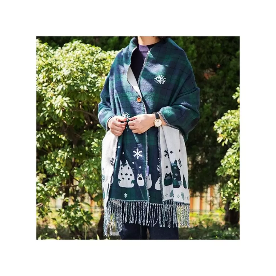 Maison Ghibli Stole With Button Totoro Check Pattern - My Neighbor Tororo- Outfits