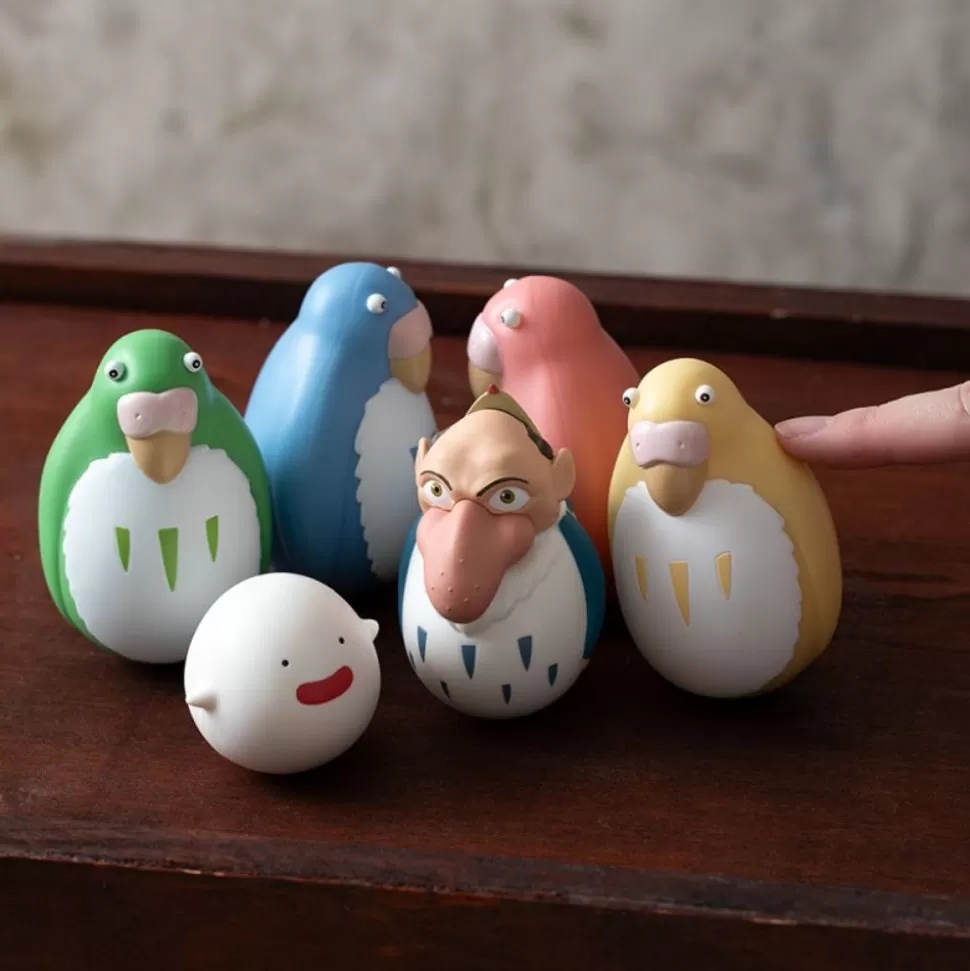 Maison Ghibli Two Pack Roly-Poly Figurines Blue & Green Parakeet - The Boy And The- Toys