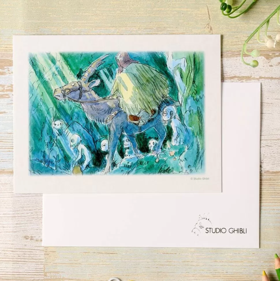 Maison Ghibli Watercolour Greeting Cards 24 X 15,8 Cm Ashitaka In The Forest - Prin- Postcards And Letter Papers