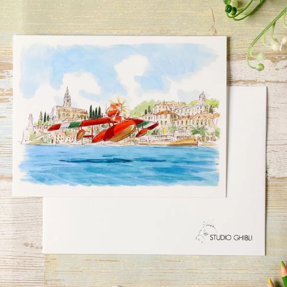 Maison Ghibli Watercolour Greeting Cards 24 X 15,8 Cm Seaplane - Porco Rosso- Postcards And Letter Papers