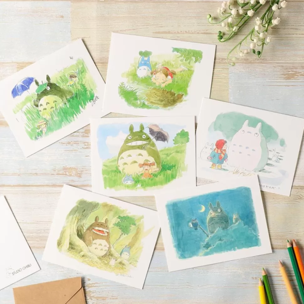 Maison Ghibli Watercolour Greeting Cards 24 X 15,8 Cm Spring - My Neighbor Totoro- Postcards And Letter Papers