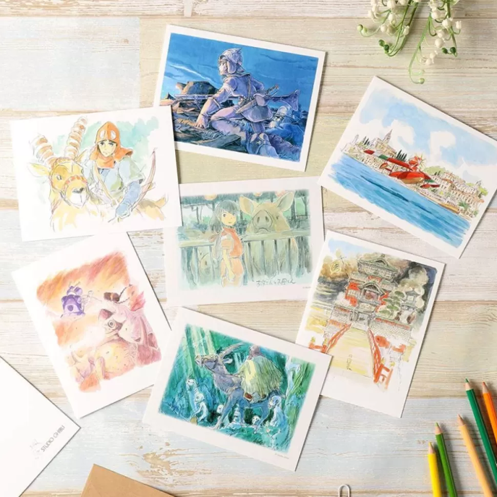 Maison Ghibli Watercolour Greeting Cards 24 X 15,8 Cm Spring - My Neighbor Totoro- Postcards And Letter Papers