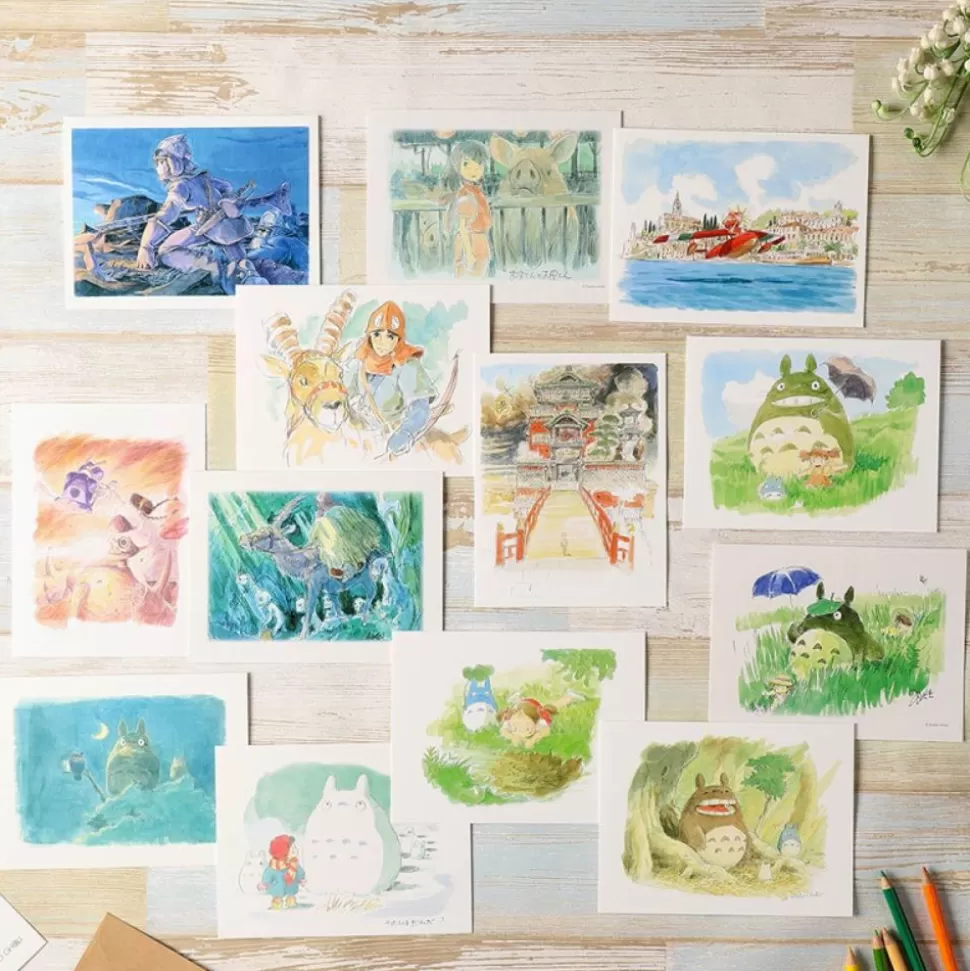 Maison Ghibli Watercolour Greeting Cards 24 X 15,8 Cm Spring - My Neighbor Totoro- Postcards And Letter Papers