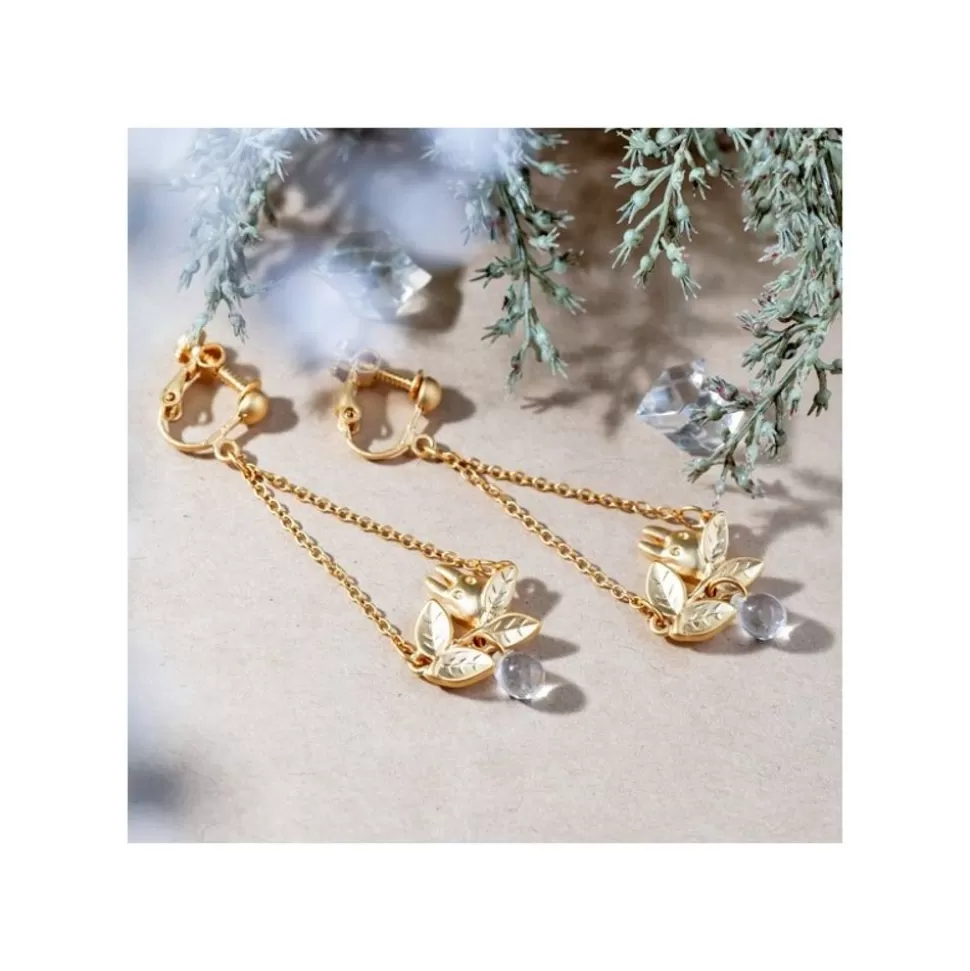 Maison Ghibli White Totoro Clip Earrings Jewel Hidden In A Leaf - My Neighbor Totoro- Jewellery