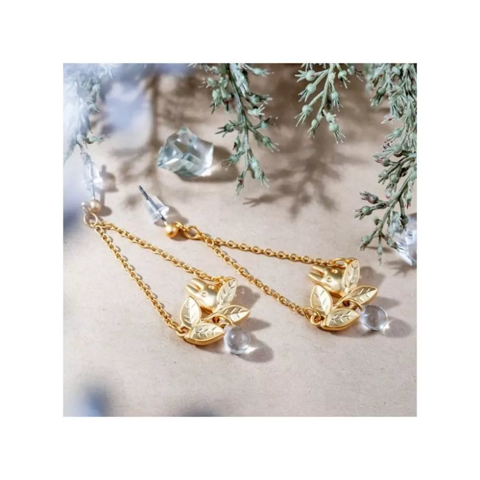 Maison Ghibli White Totoro Earring Hidden In A Leaf - My Neighbor Totoro- Jewellery