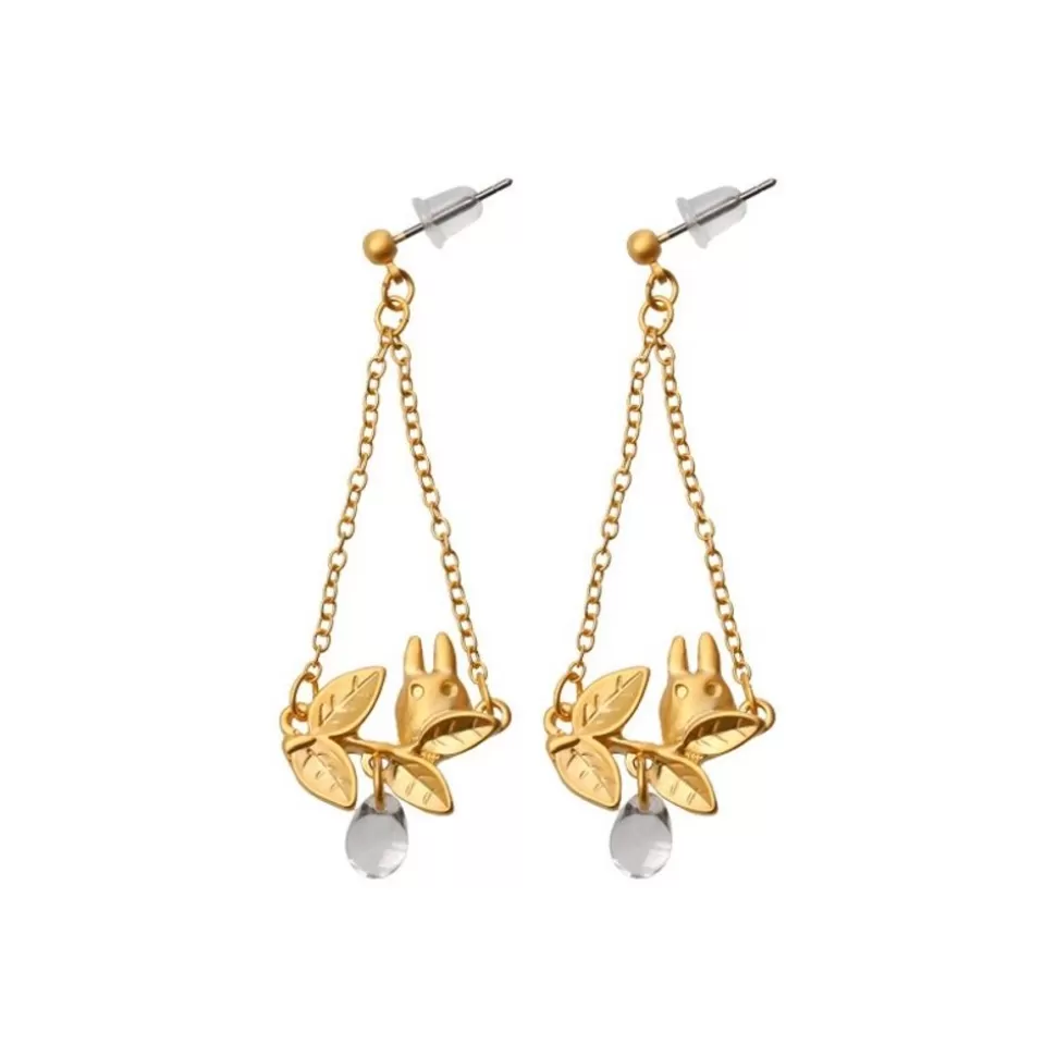 Maison Ghibli White Totoro Earring Hidden In A Leaf - My Neighbor Totoro- Jewellery